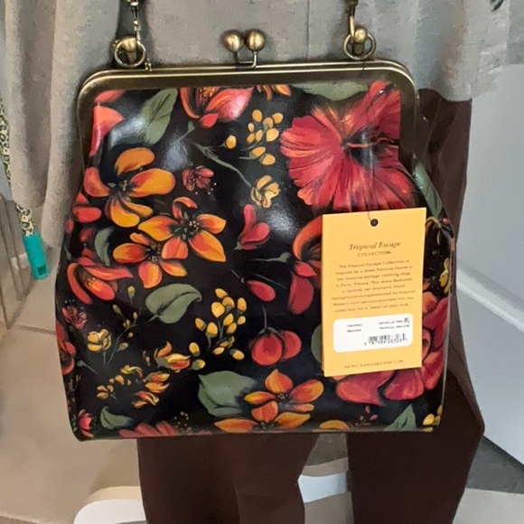 PATRICIA NASH ALL LEATHER FLORAL SATCHEL BAG NWT - Picture 2 of 7